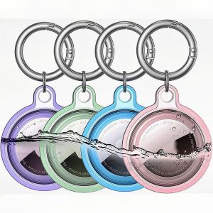 for Airtag Holder Waterproof Silicone Protective Case with Keychain Protection Cover for Air Tag Dog Collar Luggage Keys Anti-lost Collar Keys Tracker Protective Cover