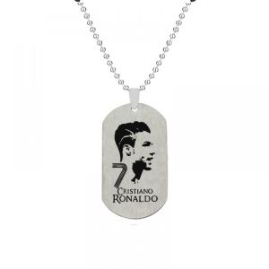 Titanium Steel Dog Tag Necklace Stainless Hang Tag Necklace Football Player C.Ronaldo avatar Logo army-style Football Necklace fan gift
