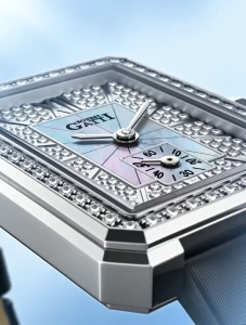 BONEST GATTI Womens Watch Dawn Diamond Collection Square Quartz Ladies Wristwatch 316L Stainless Steel Silk Strap Elegant Fashion Wrist Watch