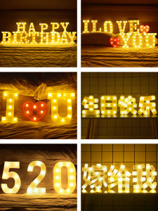Lampada LED ตัวอักษร ไฟตกแต่งงานฉลองวันเกิด งานแต่งงาน วันหยุดพักผ่อนในบ้าน สไตล์โรแมนติก ไฟ LED ไฟฟ้าแบตเตอรี่