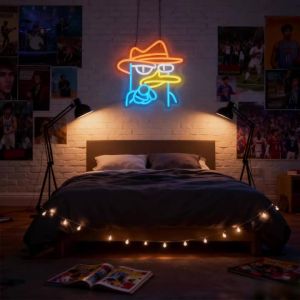 Anime the Platypus Neon Sign for Wall Art DecorAnime LED Light Up Signs for Bedroom Game Room Kids Room Man Cave Birthday Party