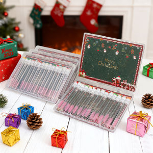 14pcs Gift Box Christmas Mascara Eyelash Brushes Set - Santa Snowflake Design Mascara Wand Makeup Brushes Travel Eyelash Brush