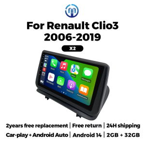 MEKEDE&NAVIFLY Android 14 Intelligent Car Audio System Radio Multimedia For Renault Clio 3 2005 - 2014 Carplay Autoradio Stereo