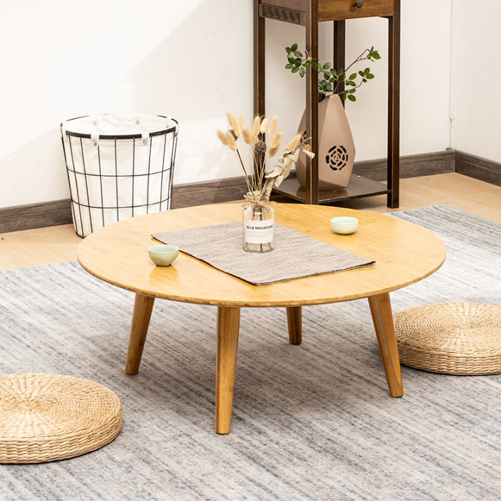 Japanese-Style Kang Table Home Study Solid Wood Tatami Small Table Sitting Low Table round ...