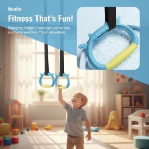 Home Fitness Gymnastic Rings with Adjustable Kids Horizontal Bar for Strength Training