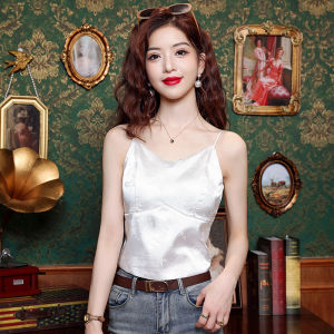 Acetate Satin Embroidered Strap Vest Womens Summer Slimming Suit Inner Elegant Small Top Commute Style Regular Length