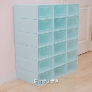 กล่องรองเท้า แบบใสฝาเปิดฝาหน้า มีให้เลือก 2 ขนาด พับเก็บได้และต่อได้หลายชั้น ประกอบง่าย