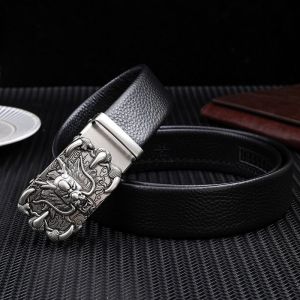 Thắt Lưng Nam Da Bò Trơn Khoá Hơp Kim Cao Cấp Hình Rồng 6 Vuốt Đẹp Mắt