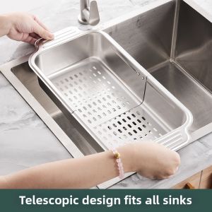 Kitchen Stainless Steel Adjustable Filter Basket