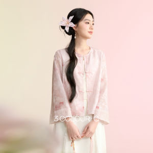 3COLOUR·S | Spring New Chinese Style Embroidered Pink Button Women Jacket