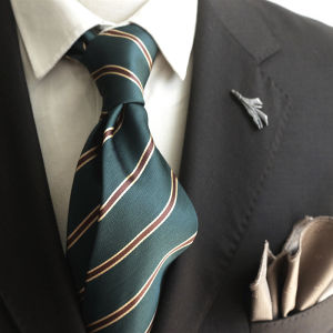 Retro Striped Orange Brown Green Mens Womens Casual Wedding Tie Fashionable Necktie Polyester Fabric Color Woven Arrowhead Style
