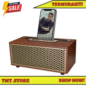 Speaker Bluetooth Full Bass Terbaru 2024 Retro Speker Klasik Multimedia Stereo Portable Bluetooth Active Vintage Wood Terlaris