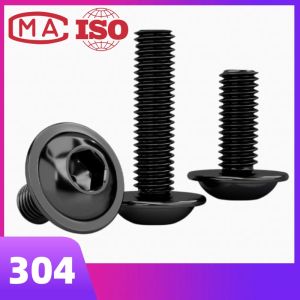 ISO7380-2 BLK 304 Stainless Steel M5 M6 Black Flange Button Head Screw With Washer Collar Inner Hex Socket Allen Screws Bolt