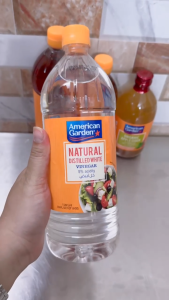 Chai TRẮNG LỚN 1 Lít + GIẤM TRẮNG CHƯNG CẤT TỰ NHIÊN / Ý / AMERICAN GARDEN Natural Distilled White Vinegar