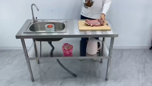 Kệ Để Bếp Inox 304 Bàn Làm Việc Kèm Chậu Rửa Kệ bếp kết hợp bồn rửa Lưu Trữ Đa Năng 120/140*50CM