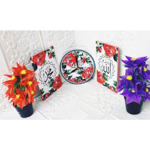 bingkai figura jam dinding set / jam set bingkai figura emas