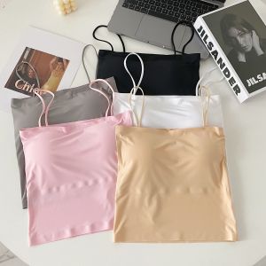Summer Ice Silk Seamless Strap Vest with Chest Pad Wrap Chest Base Layer Outdoor Wear Anti-Light Tube Top Womens Underwear