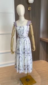 D11826 Violet Marble Sleeveless Flare Dress