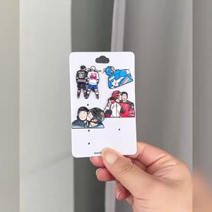 Miniso | 5Pcs Heated Rivalry Hockey Star Enamel Pins Set Player Brooches for Backpacks Hats Clothes Lapel Badges