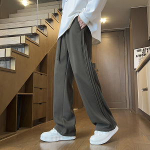 กางเกงลำลองชายผ้ากำมะหยี่หนา ทรงหลวม กางเกงขายาวทรงตรง กางเกงขายาวสีดำ กางเกงขายาวฤดูใบไม้ร่วง/ฤดูหนาว กางเกงขายาวลำลองสำหรับผู้ชาย