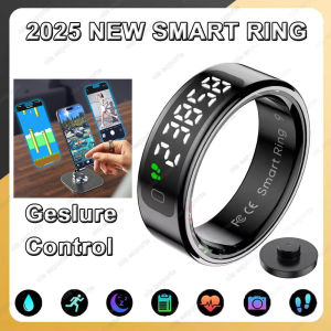 LED Display Screen Smart Ring For Xiaomi Heart Rate Blood Oxygen Monitor Smartring Men Women Waterproof Multi Sports Modes Ring
