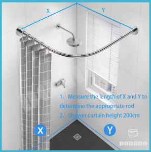High Strength 201 Upgraded Stainless Steel Adjustable Arc Telescopic Bathroom Rod Shower Curtain Rod Type Punch-Free