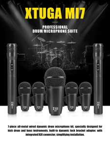 7-Piece Professional Performance Metal Drum Microphone Set MI7 Dynamic Microphone For Bess Guitar Jazz Drum Performances
