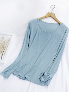 Modal Sleepwear Womens Long Sleeve Loose Thin Home T-shirt Air Conditioner Suit Autumn Winter Base Layer Top Simple Style