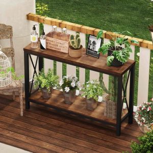 โต๊ะรับแขกไม้ดั้งเดิมสไตล์อเมริกัน โต๊ะรับเข้าบ้านยาว ห้องนั่งเล่น บ้านพักเช่า โต๊ะรับแขก โต๊ะรับแขกสไตล์อุตสาหกรรม โต๊ะยาวคลุมผนัง