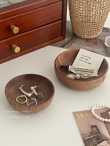 Retro Style round Wooden Tray Vintage Desktop Jewelry Organizer Key And Miscellaneous Items Arrangement Plate Home Decor