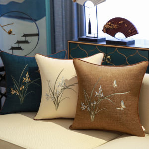 Ghế Sofa Hình Hoa Sen Đơn Giản Phong Cách Trung Hoa Mới Đệm Lưng Ghế Sofa Phòng Đọc Nhà Hàng Trà Cao Cấp Lớn Bao Da Ghế Sofa