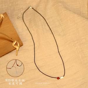 JingMing Natural Red Agate Pearl Necklace for Women Pure Silver Vintage Chinese Style Clavicle Chain Fashion Jewelry Gift