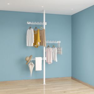 Indoor Floor-Mounted Retractable Clothes Drying Rack Bedroom Balcony Home Window Hanging Clothes Tool Carbon Steel Storage Organizer