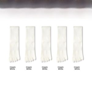 MiiOW | Womens Five-Finger Antibacterial Socks Breathable Anti-Odor Sport Long Socks Mid-Calf Pure Color Cotton Polyester Spandex Blend