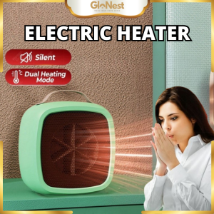GloNest Portable Electric Heater 500W Mini Fan Heater PTC Fast Heating Desktop Room Heater Low Noise Office Bedroom Overheat Protection