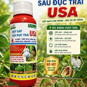 Thuốc trừ sâu USA 240ml Diệt sạch côn trùng Rệp sáp sâu đục trái- Bảo vệ cây trồng | 4 tác động vượt trội: Tiêu diệt - Kéo lui Thâm sâu - Nội hấp Lưu dán mạnh Hiệu quả rộng | Hiệu quả rõ ràng sau 1 lần sử dụng
