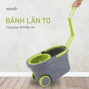 [MOAH] Bộ cây lau nhà Sunny Swirl Spin Mop - 2IN1 - Bánh xe linh hoạt - Nhỏ gọn -MLM1239-GR