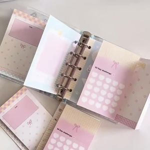 6pcs Pink M5 Tri-Fold Page Dreamy Sweet Style Loose-Leaf Book Replacement Inner Core Notebook Divider For Planner Diary Book