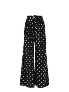 Black Polka Dot High Waist Wide Leg Pants Casual Drapey Floor-Length Womens Summer Fashion Korean Style Commute Pants