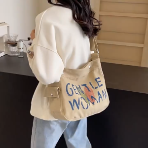 Túi đeo chéo đeo vai in vân tay chữ gentle woman phong cách thời trang