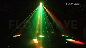 Flowwave ไฟเวที 4-in-1: ตาผึ้ง + เลเซอร์ + เอฟเฟกต์สโตรบ | สองโหมด รีโมทคอนโทรลและควบคุมด้วยเสียง | รองรับ DMX512 เหมาะสำหรับงานปาร์ตี้/ดีเจ/ดิสโกเธค