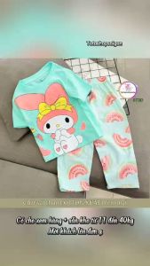 12 đến 40kg Bộ tay ngắn quần dài bé gái in hoạt hình chất cotton đẹp 073