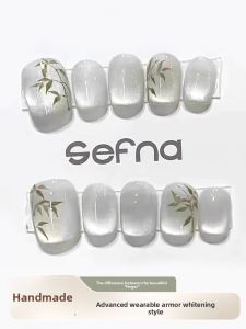 MONLEYTA | Handmade Nail Art Stickers Short And Medium Length New Year Beauty Nails Autumn Winter High-End Feelings Wearable False Nails