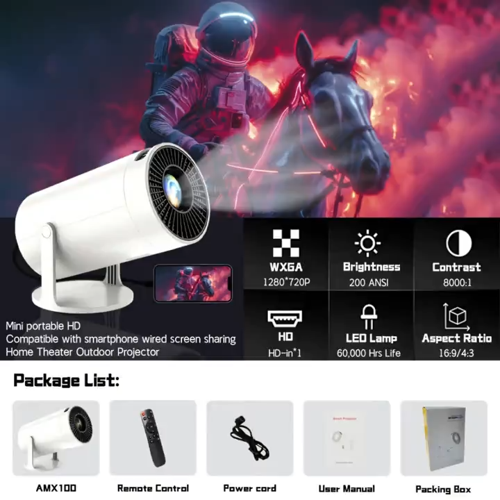 ANYTROX HY300 4K UHD Projector with 2.4/5G WiFi & Bluetooth 5.0 Android 11.0 for Home Cinema