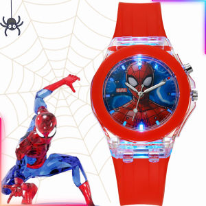 Cartoon Kids Spiderman Watch LED Light Kids Watches for Boys Girls Students Analog Watch Colorful