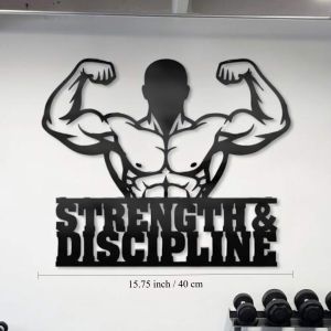 CIFbuy | CIFBUY Iron Wall Art Bodybuilder Silhouette Fitness Motivation Home Gym Garage Workout Room Man Cave Decor Gift