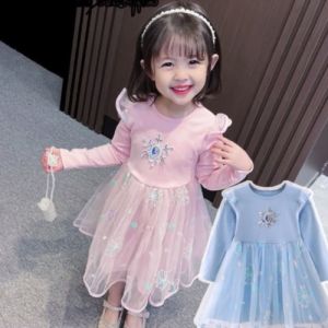 Kids High Quality Princess Cinderella Dress Princess Skirt Lace Embroidered Dress for Kids Girls 1-9 Years Old