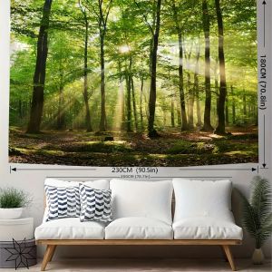 VIKAMA Rừng Chữa Lành Tấm Thảm Phong Cảnh Nhiệt Đới Treo Tường Sợi Polyester Phòng Khách Văn Phòng Trang Trí Nhà Chống Thấm Nước Chống Bụi Bẩn