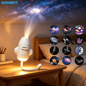 Donirt | 2-in-1 USB Galaxy Projection Light Adjustable Focus Ambient Star Projector Lights Car Projection Lamp Space Moon Night Light