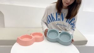 Tempat Makan Kucing Double Anti Slip Mangkuk Kucing Anjing Mangkok Makan Kucing
